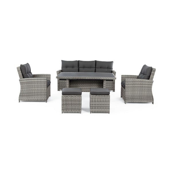 Szürke műrattan hatszemélyes kerti lounge szett Ariel   – Bizzotto