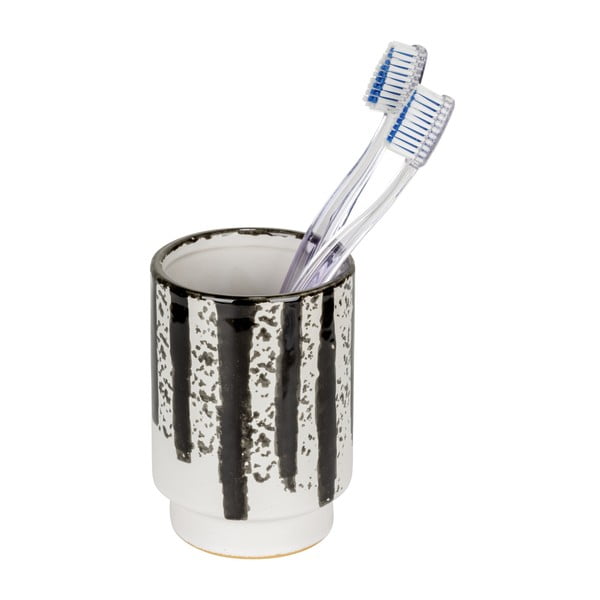 Fekete-fehér kerámia fogkefetartó pohár Subiza – Wenko-image-1