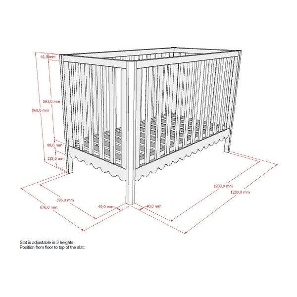 Bézs borovi fenyő babaágy állítható magassággal 60x120 cm Swingo – Vipack-image-3