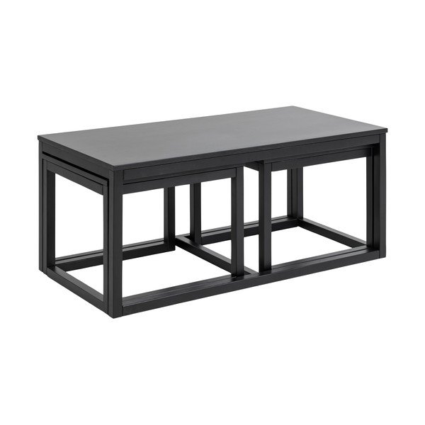Fekete dohányzóasztal szett tölgyfa dekoros asztallappal,  3 db-os 60x120 cm Cornus – Actona-image-4