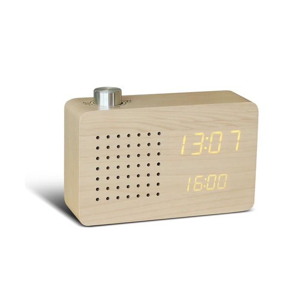 Radio Click Clock bézs ébresztőóra sárga LED kijelzővel és rádióval - Gingko