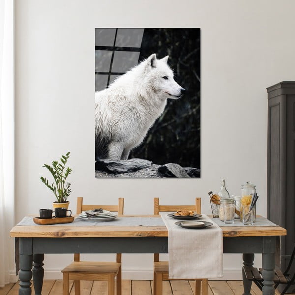 Üveg kép 70x100 cm White Wolf – Wallity-image-2