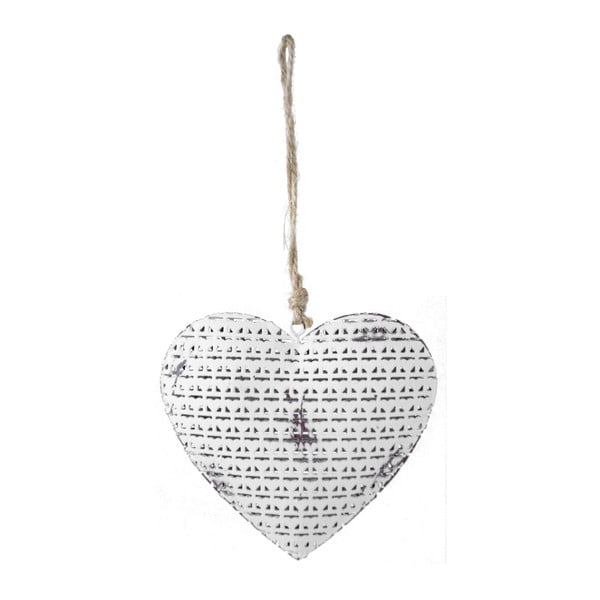 Heart fehér fém szívalakú függő dekoráció, magassága 10,5 cm - Ego Dekor