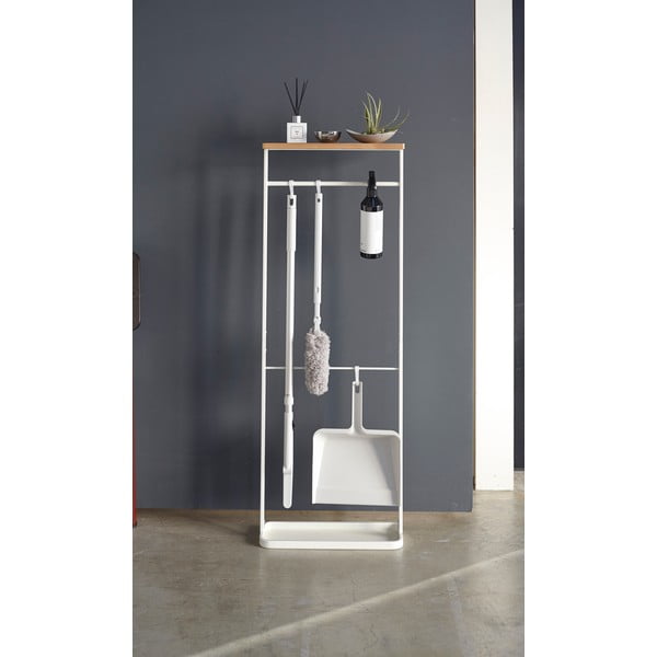 Tower fehér fém állvány fa polccal - Yamazaki-image-1