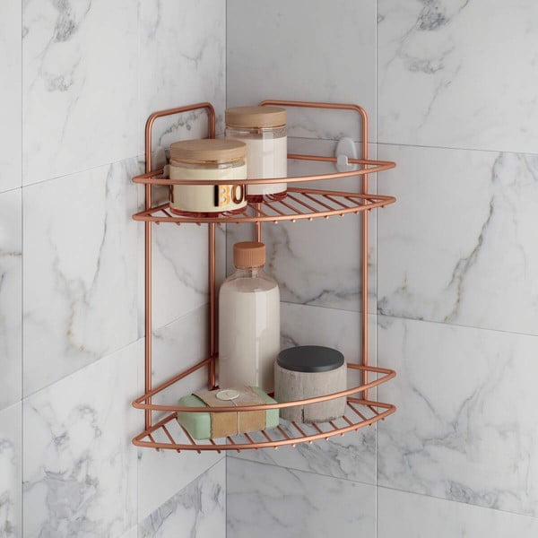 Copper kétszintes fürdőszobai sarokpolc - Metaltex-image-2