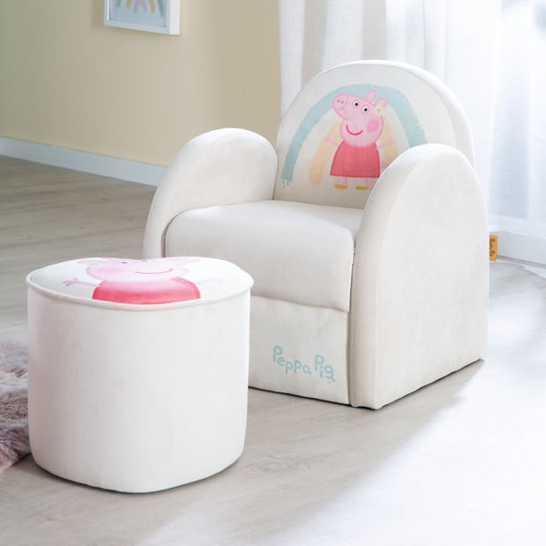 Fehér bársony gyerek fotel Peppa Pig – Roba-image-2
