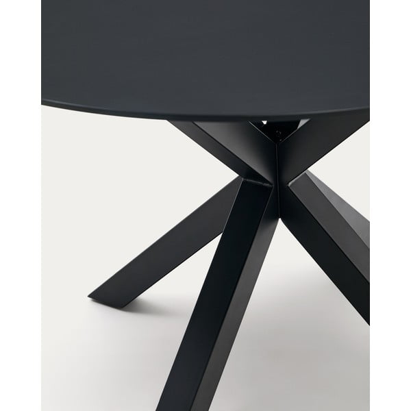 Fekete kerek étkezőasztal üveg asztallappal ø 150 cm Argo – Kave Home-image-2