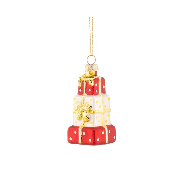 Üveg karácsonyfadísz 4 cm Stack of Presents – Sass & Belle