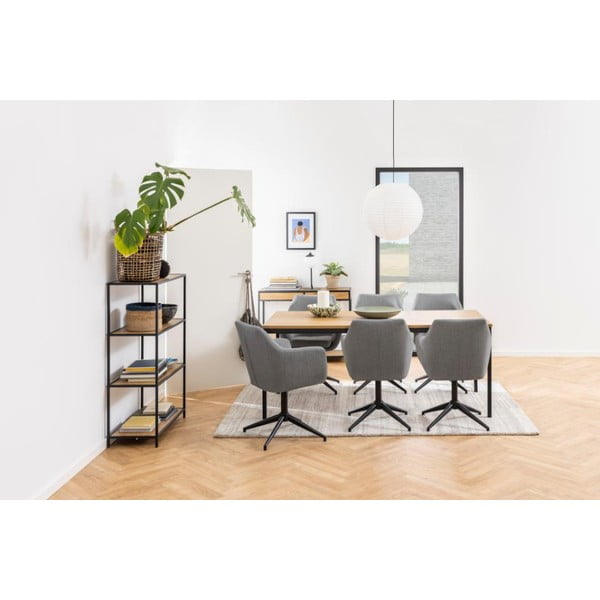 Fekete-natúr színű könyvespolc tölgyfa dekorral 77x114 cm Seaford – Actona-image-1