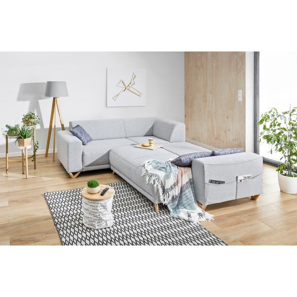 Világosszürke kinyitható-tárolóhelyes sarokkanapé (bal oldali-L alakú) Classy Sophie – Miuform-image-4