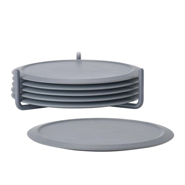 Singles 6 db szürke poháralátét állvánnyal - Zone-image-2