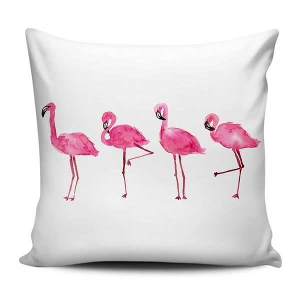 Home de Bleu Painted Flamingos rózsaszín-fehér díszpárna, 43 x 43 cm - Kate Louise