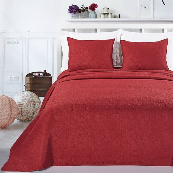 Elodie piros mikroszálas párnahuzat és ágytakaró ágynemű garnitúra, 240 x 260 cm - DecoKing