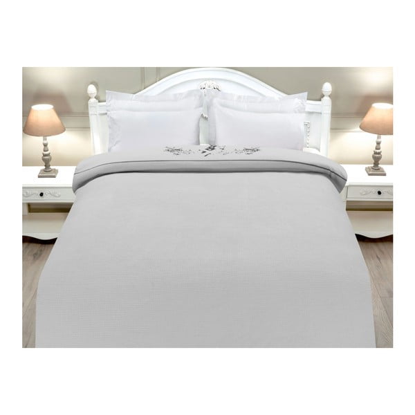Ditha szürke pamut ágytakaró kétszemélyes ágyra, 200 x 220 cm - Madame Coco