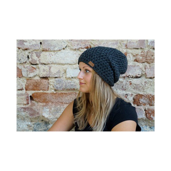 Night sötétszürke kézzel horgolt sapka - DOKE-image-4