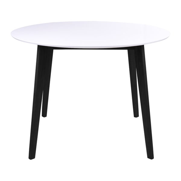 Vojens kaucsukfa étkezőasztal fehér asztallappal és fekete lábakkal, ⌀ 105 cm - House Nordic