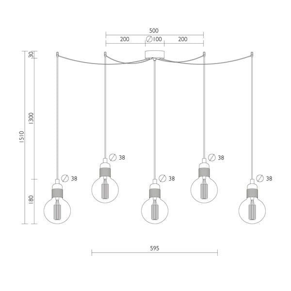 Uno Basic Globe Clear fekete mennyezeti lámpa, 5 izzóval - Bulb Attack-image-3