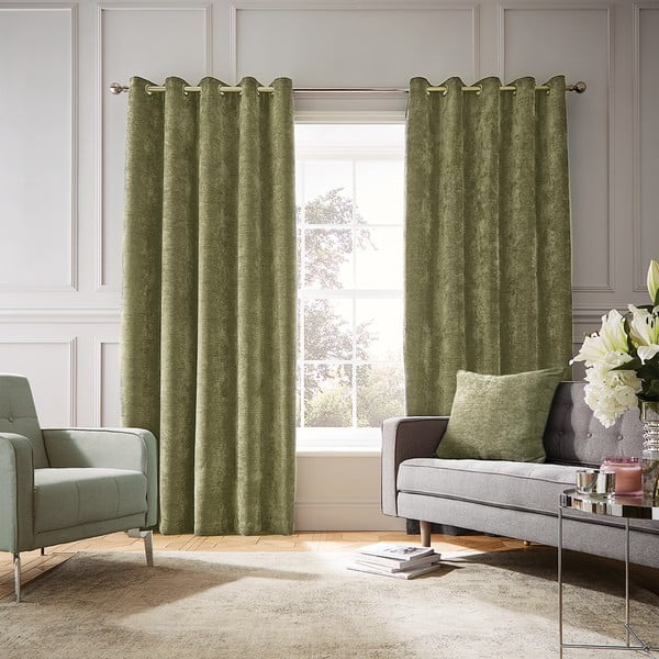 Khaki zsenília termo függöny szett 2 db-os 117x183 cm Selene Luxury Chenille – Hyperion-image-1