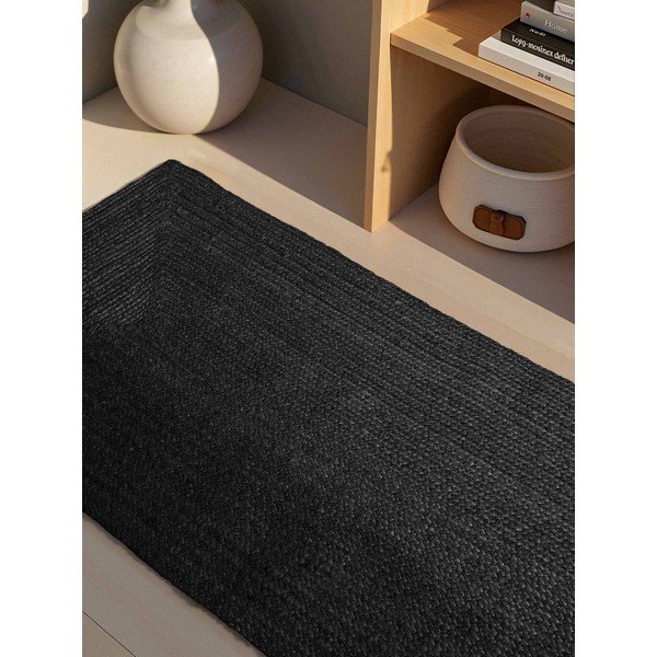 Fekete kétoldalas-kézi szövésű juta futószőnyeg 80x200 cm Juno – Hanse Home-image-2