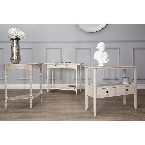 Elefántcsont színű borovi fenyő konzolasztal 35x96 cm Heritage – Premier Housewares-image-3