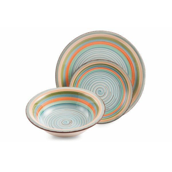 Mykonos Sombrerors 18 db-os színes agyagkerámia étkészlet - Villa d'Este-image-1