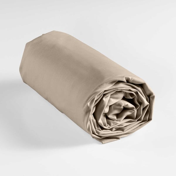 Világosbarna gumis pamut lepedő 160x200 cm Lina – douceur d'intérieur-image-4