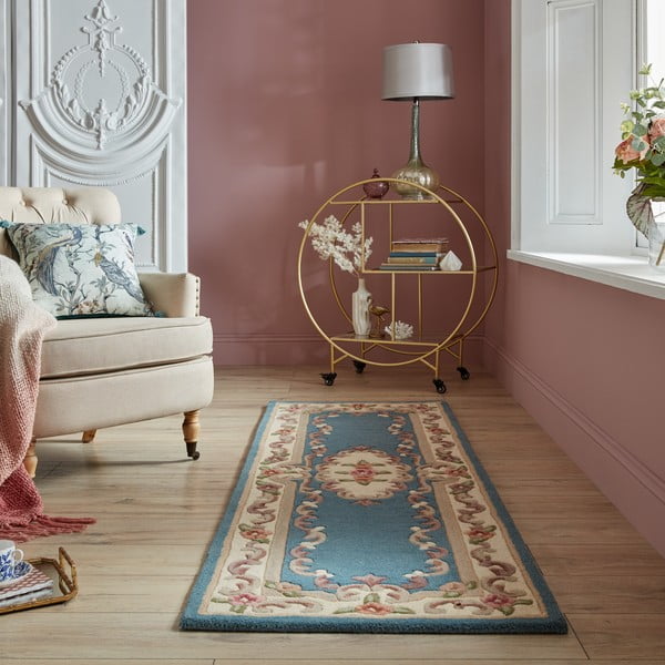 Aubusson kék gyapjú szőnyeg, 67 x 210 cm - Flair Rugs-image-1