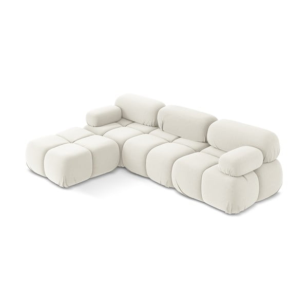 Fehér bársony moduláris sarokkanapé Lokua – Makamii-image-2