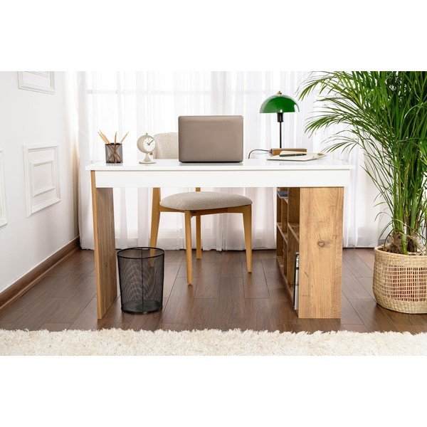 Íróasztal borovi fenyő dekorral 120x130 cm Vesper – Kalune Design-image-4