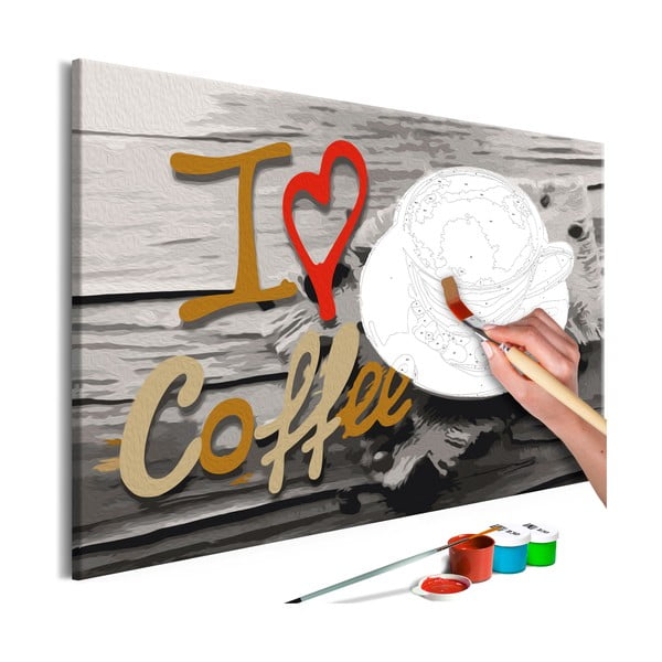 I Love Coffee DIY készlet, saját vászonkép festése, 60 x 40 cm - Artgeist