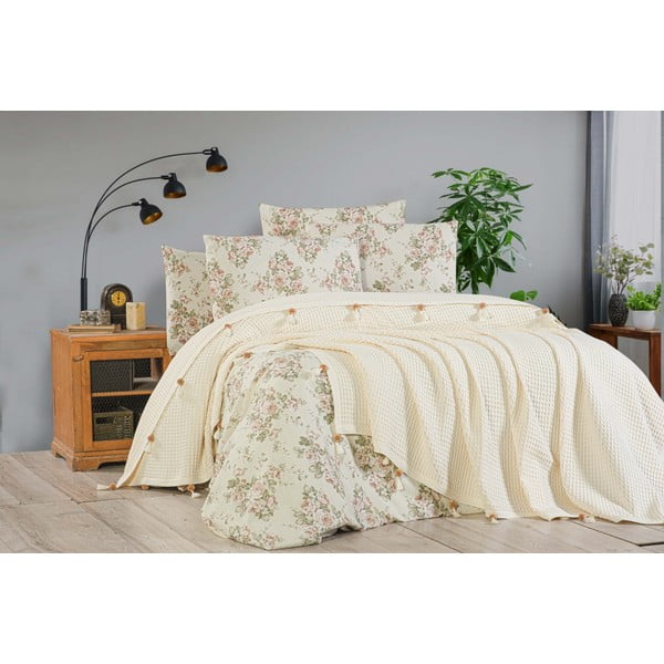 Krémszínű kétszemélyes pamut ágytakaró 200x240 cm – Mila Home
