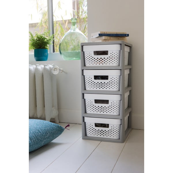 Fehér-szürke műanyag gurulós polcos állvány 29,5x65,5 cm Infinity – Curver-image-2