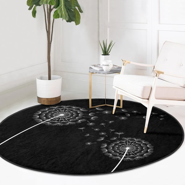 Fekete mosható-robotporszívóval tisztítható kerek szőnyeg ø 120 cm Comfort – Mila Home-image-2