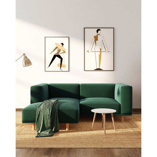 Sötétzöld bársony sarokkanapé (bal oldali) Kukumo – Ame Yens-image-1