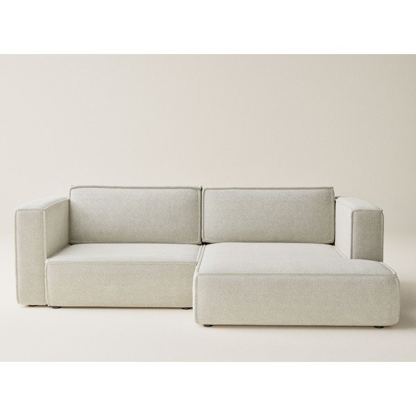 Krémszínű zsenília kinyitható-tárolóhelyes sarokkanapé (jobb oldali-heverő résszel) Velto – Maison de Rêve-image-2