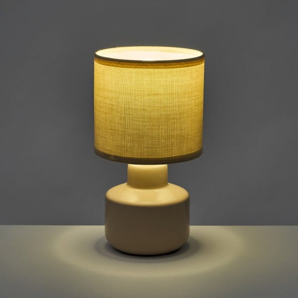 Bézs kerámia asztali lámpa textil búrával (magasság 22 cm) – Casa Selección-image-1