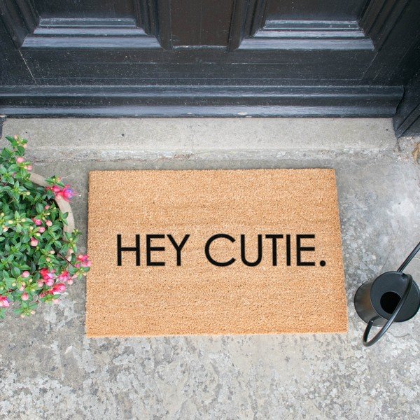 Hey Cutie természetes kókuszrost lábtörlő, 40 x 60 cm - Artsy Doormats-image-1