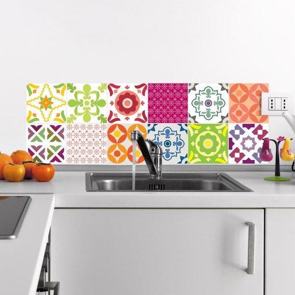 Wall Decals Elegant Tiles 12 db-os falmatrica szett, 10 x 10 cm - Ambiance-image-1