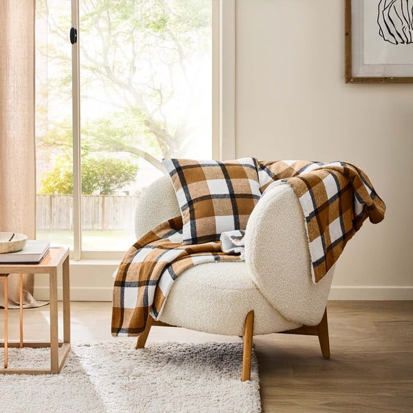 Barna sherpa takaró 125x150 cm Ecossais – douceur d'intérieur-image-2