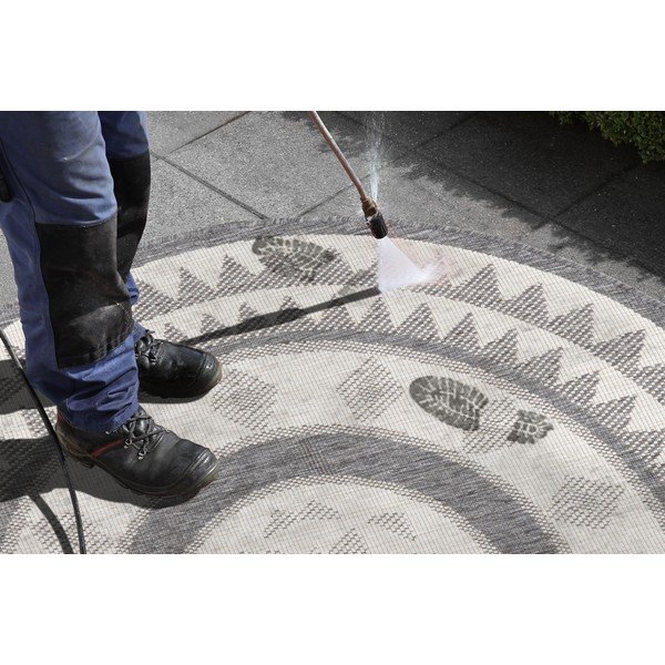 Jamaica szürke-krémszínű kültéri szőnyeg, ⌀ 140 cm - NORTHRUGS-image-1