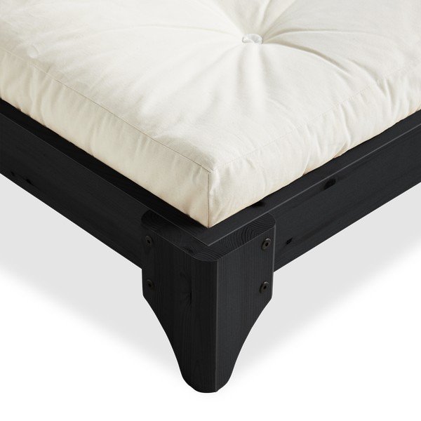 Elan Comfort Mat Black/Natural borovi fenyőfa franciaágy matraccal, 140 x 200 cm - Karup Design-image-3