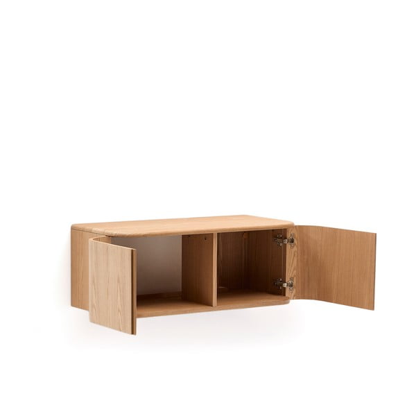 Natúr színű fali mosdó alatti szekrény kőrisfa dekorral 90x35 cm Salaya – Kave Home-image-2