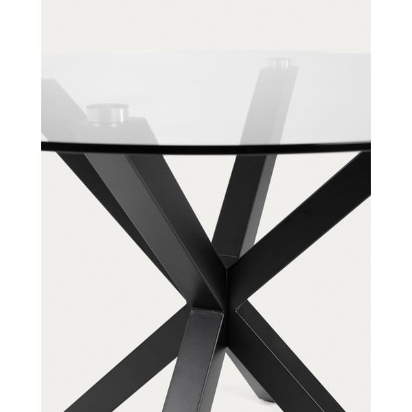 Fekete kerek dohányzóasztal üveg asztallappal ø 82 cm Argo – Kave Home-image-3