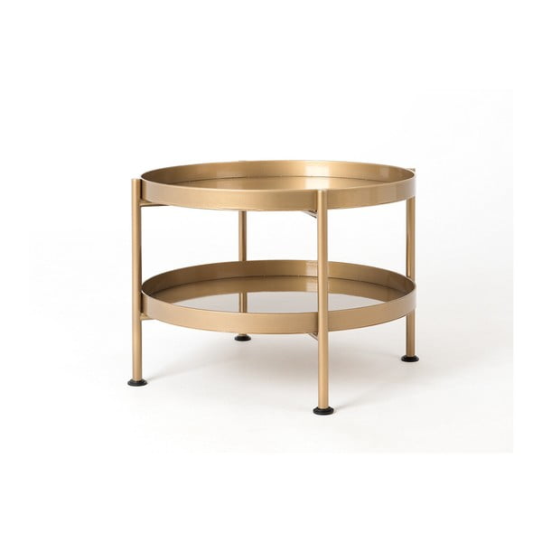 Hanna aranyszínű acél dohányzóasztal polccal, ⌀ 40 cm - Costum Form