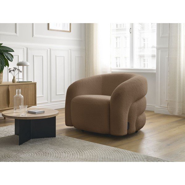 Barna forgó buklé fotel Elina – Bobochic Paris-image-1