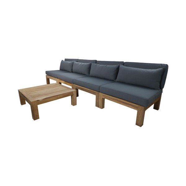 Szürke kerti négyszemélyes teakfa ülőgarnitúra Aruba - HSM collection-image-1