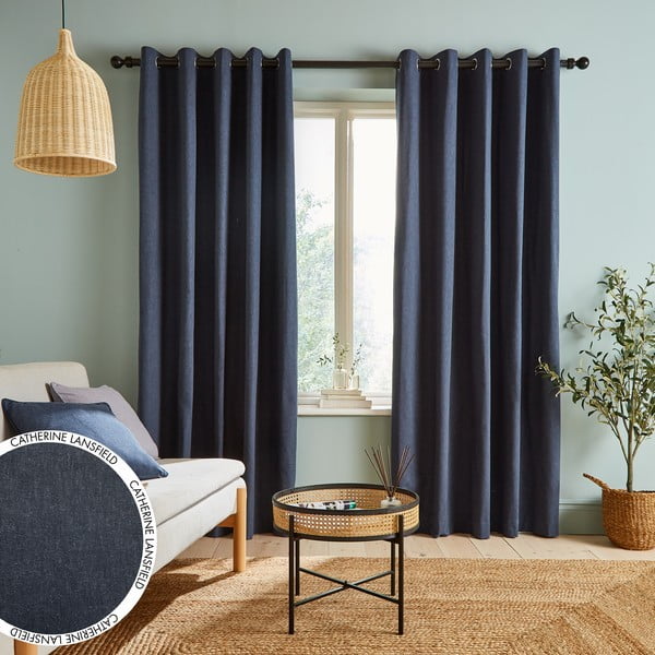 Kék függöny készlet 2 db-os 183x168 cm Chambray - Catherine Lansfield-image-2