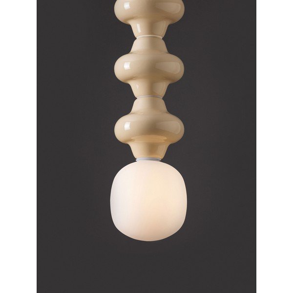 Fehér-krémszínű kerámia függőlámpa üveg búrával ø 18 cm Clio – Nova Luce-image-1