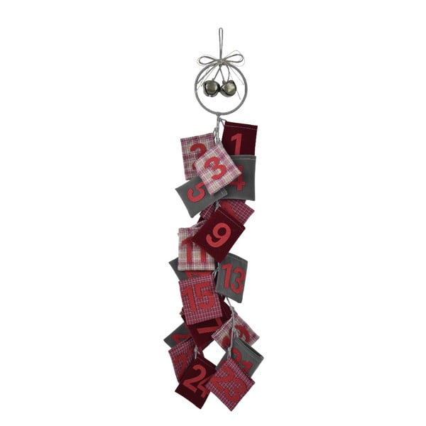 Advent piros függő adventi naptár gyapjúból, magasság 77 cm - Ego Dekor