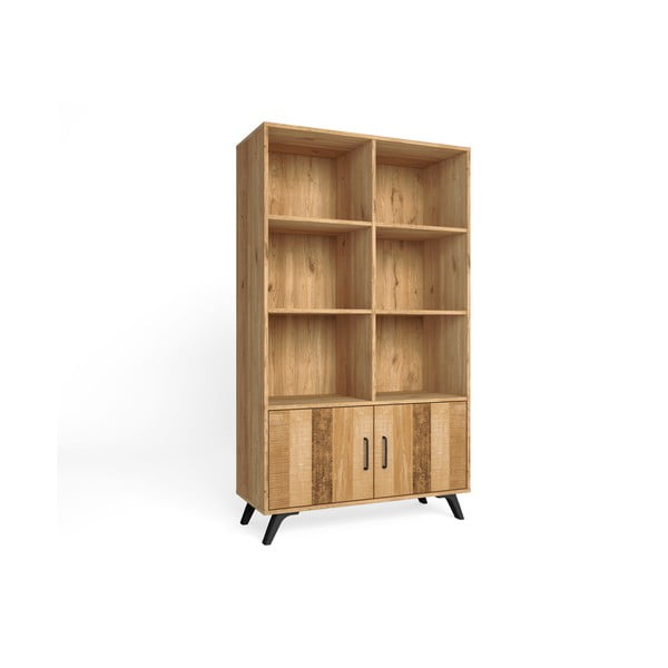 Natúr színű könyvespolc tölgyfa dekorral 92x160 cm Nordic – Marckeric-image-2